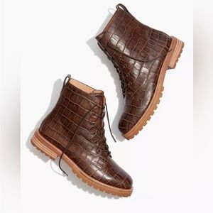 Madewell Chelsea croc leather boot
